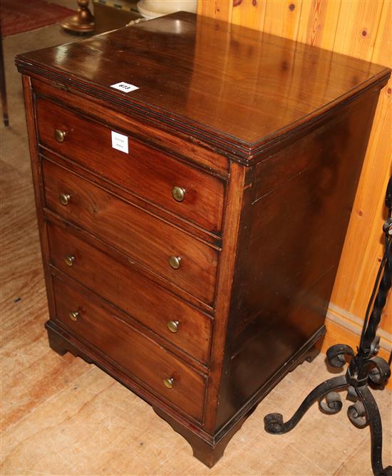 George III style mahogany three drawer chest(-)